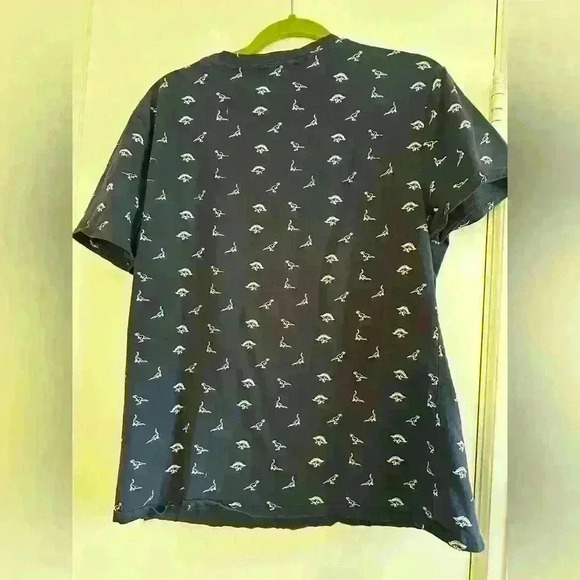 Dinosaur pattern novelty graphic tee Navy/white Men’s L Bronto/T-Rex/ stego - Picture 2 of 8